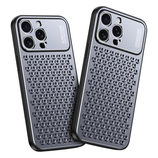 For iPhone 16 Pro Max Kalebol Metal Cooling Breathable Hollow Phone Case(Gray) by Kalebol
