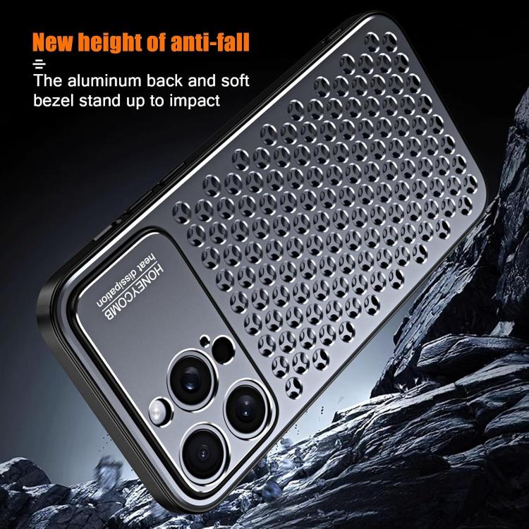 For iPhone 16 Plus Kalebol Metal Cooling Breathable Hollow Phone Case(Silver) by Kalebol