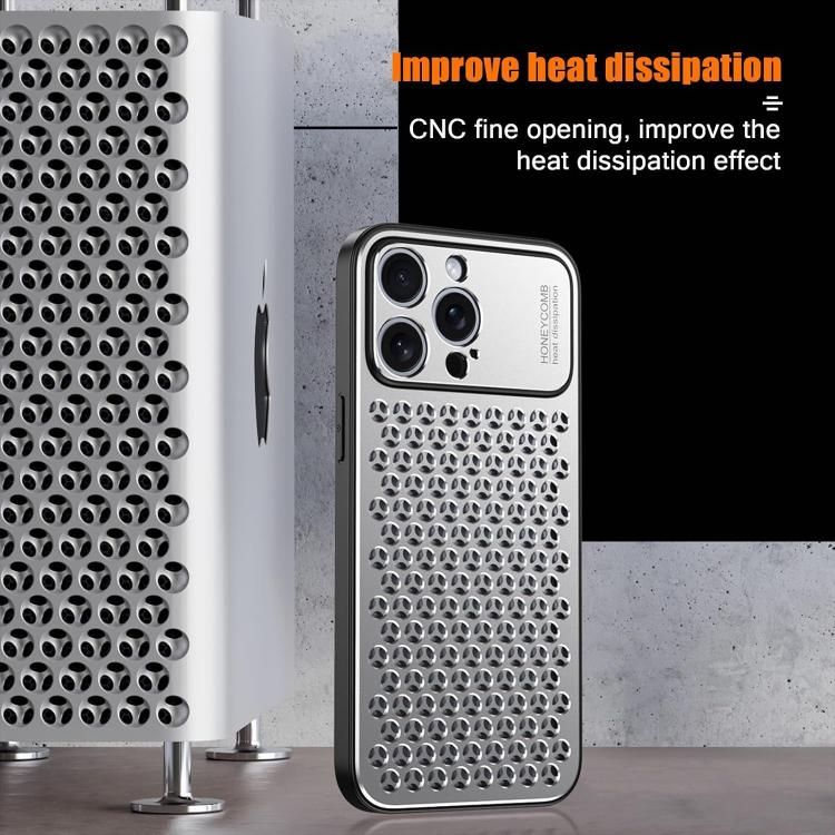 For iPhone 16 Pro Kalebol Metal Cooling Breathable Hollow Phone Case(Silver) by Kalebol