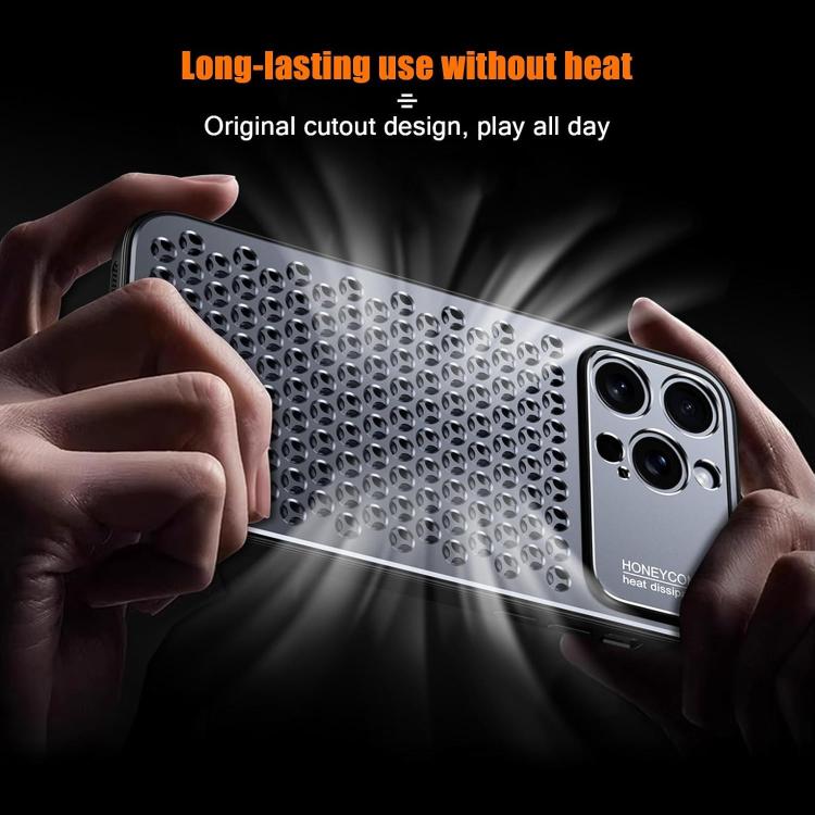 For iPhone 16 Kalebol Metal Cooling Breathable Hollow Phone Case(Gray) by Kalebol