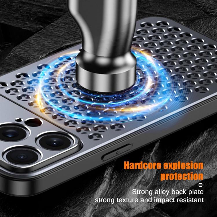 For iPhone 16 Kalebol Metal Cooling Breathable Hollow Phone Case(Gray) by Kalebol