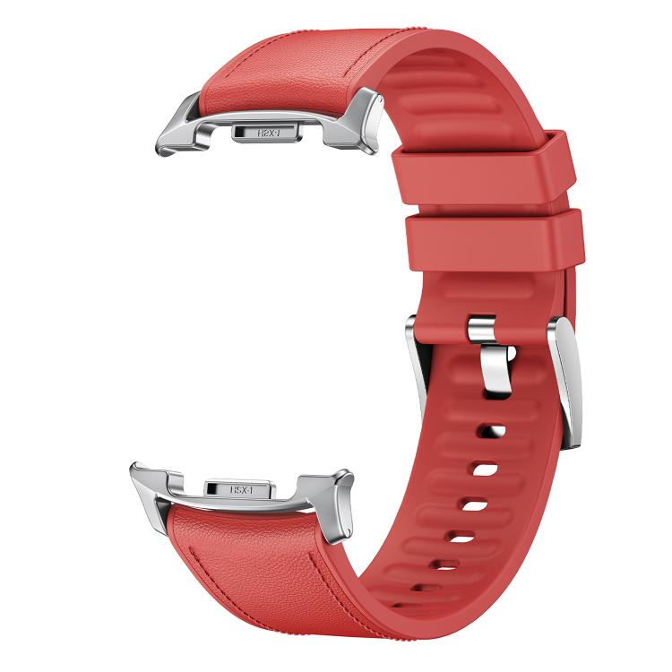 For Samsung Galaxy Watch8 / Watch8 Classic Metal Head Leather Skin Silicone Watch Band(Red) by bashfashion