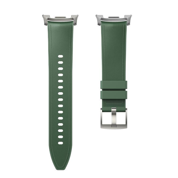 For Samsung Galaxy Watch8 / Watch8 Classic Metal Head Leather Skin Silicone Watch Band(Green) by bashfashion
