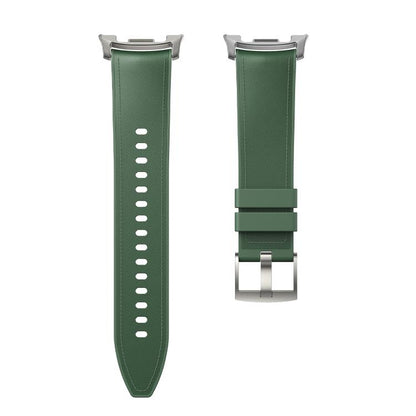 For Samsung Galaxy Watch8 / Watch8 Classic Metal Head Leather Skin Silicone Watch Band(Green) by bashfashion