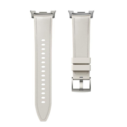 For Samsung Galaxy Watch8 / Watch8 Classic Metal Head Leather Skin Silicone Watch Band(White) by bashfashion