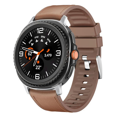For Samsung Galaxy Watch8 / Watch8 Classic Metal Head Leather Skin Silicone Watch Band(Light Brown) by bashfashion