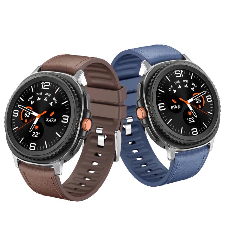 For Samsung Galaxy Watch8 / Watch8 Classic Metal Head Leather Skin Silicone Watch Band(Brown) by bashfashion