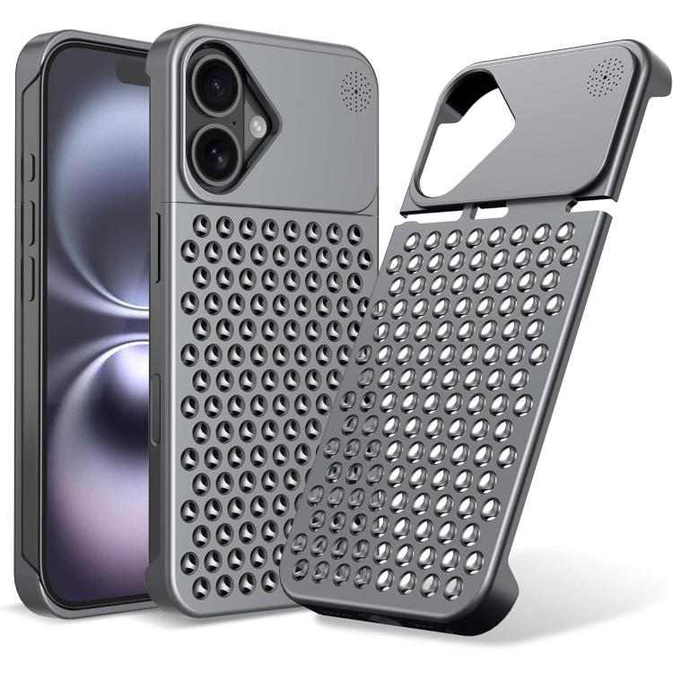 For iPhone 16 Plus Kalebol Aromatherapy Aluminum Alloy Cooling Phone Case(Gray) by Kalebol