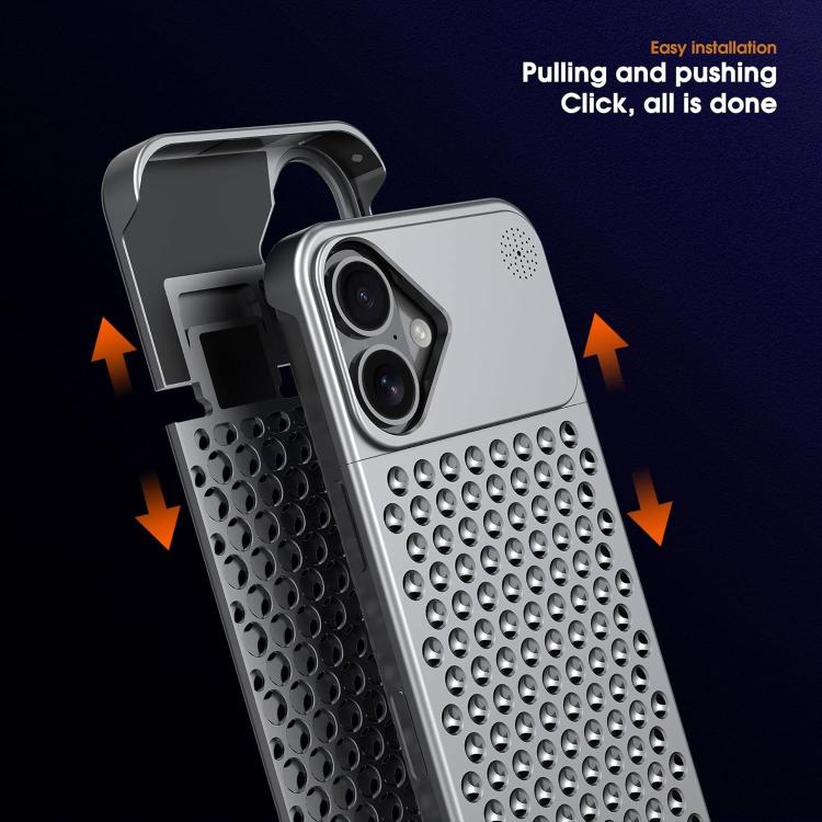 For iPhone 16 Plus Kalebol Aromatherapy Aluminum Alloy Cooling Phone Case(Gray) by Kalebol