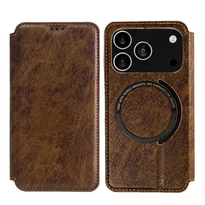 For iPhone 17 Pro Max Kalebol Flip Card Slot MagSafe Leather Phone Case(Brown) by Kalebol