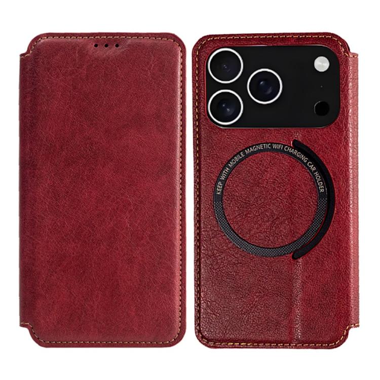 For iPhone 17 Pro Max Kalebol Flip Card Slot MagSafe Leather Phone Case(Red) by Kalebol