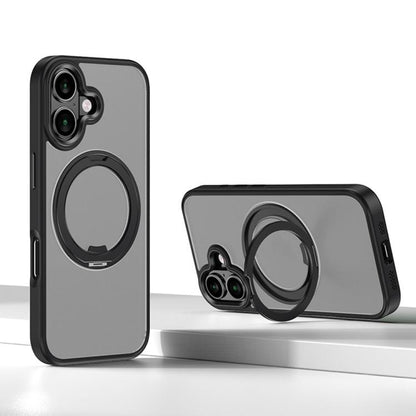 For iPhone 16 Plus Kalebol Rotating Magnetic Holder MagSafe Phone Case(Black) by Kalebol