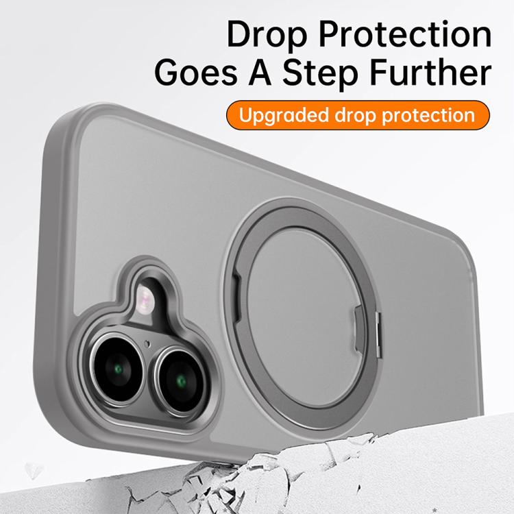 For iPhone 16 Plus Kalebol Rotating Magnetic Holder MagSafe Phone Case(Black) by Kalebol