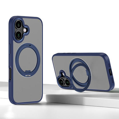 For iPhone 16 Plus Kalebol Rotating Magnetic Holder MagSafe Phone Case(Blue) by Kalebol