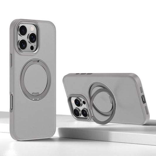 For iPhone 16 Pro Kalebol Rotating Magnetic Holder MagSafe Phone Case(Gray) by Kalebol