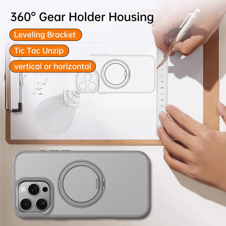 For iPhone 16 Pro Kalebol Rotating Magnetic Holder MagSafe Phone Case(Transparent Gold) by Kalebol