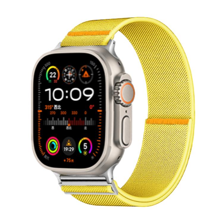For Apple Watch 46mm / 49mm / 45mm / 44mm Adjustable Single Loop Elastic Nylon Watch Band(Yellow) by bashfashion