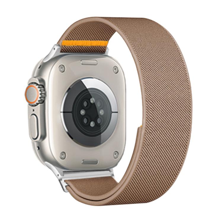 For Apple Watch 46mm / 49mm / 45mm / 44mm Adjustable Single Loop Elastic Nylon Watch Band(Milk Tea) by bashfashion