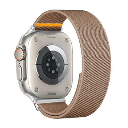 For Apple Watch 46mm / 49mm / 45mm / 44mm Adjustable Single Loop Elastic Nylon Watch Band(Milk Tea) by bashfashion