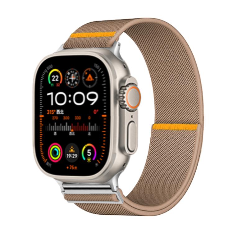 For Apple Watch 46mm / 49mm / 45mm / 44mm Adjustable Single Loop Elastic Nylon Watch Band(Milk Tea) by bashfashion