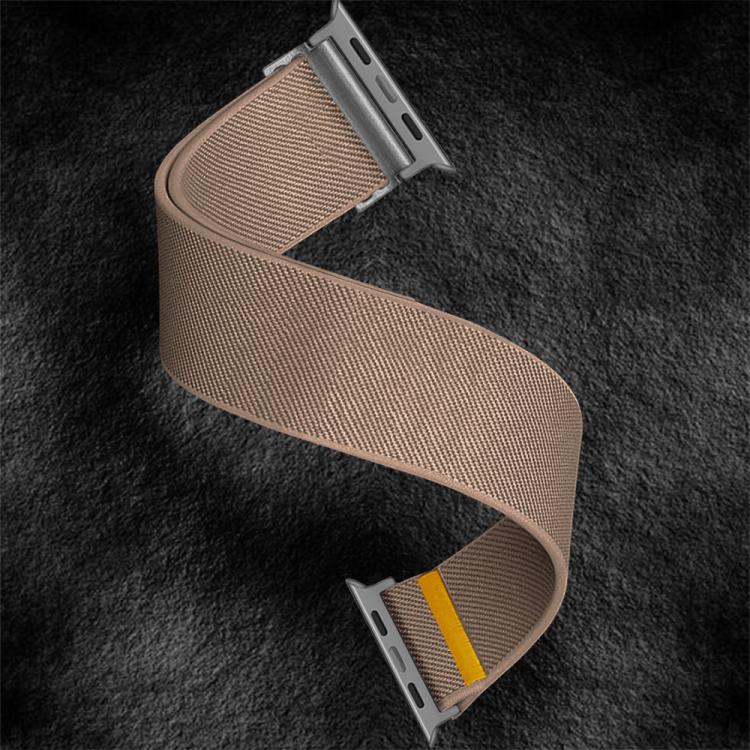 For Apple Watch 46mm / 49mm / 45mm / 44mm Adjustable Single Loop Elastic Nylon Watch Band(Milk Tea) by bashfashion