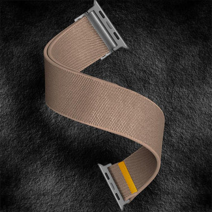 For Apple Watch 46mm / 49mm / 45mm / 44mm Adjustable Single Loop Elastic Nylon Watch Band(Milk Tea) by bashfashion
