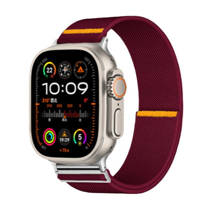 For Apple Watch 46mm / 49mm / 45mm / 44mm Adjustable Single Loop Elastic Nylon Watch Band(Burgundy) by bashfashion