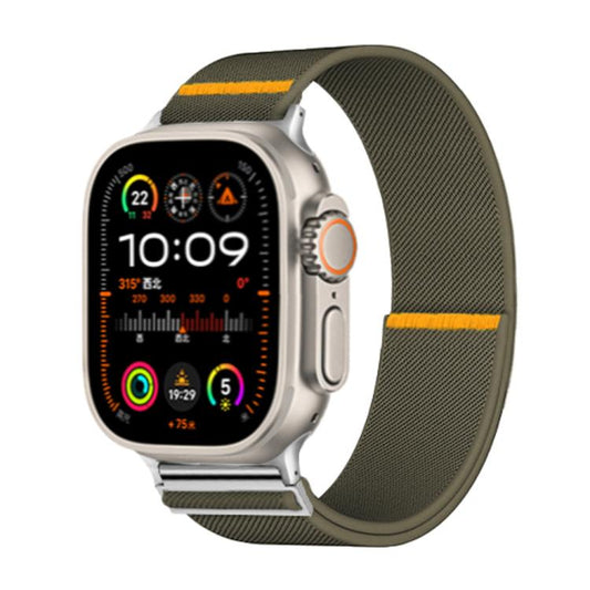 For Apple Watch 46mm / 49mm / 45mm / 44mm Adjustable Single Loop Elastic Nylon Watch Band(Army Green) by bashfashion