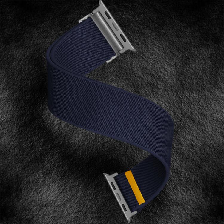 For Apple Watch 46mm / 49mm / 45mm / 44mm Adjustable Single Loop Elastic Nylon Watch Band(Dark Blue) by bashfashion