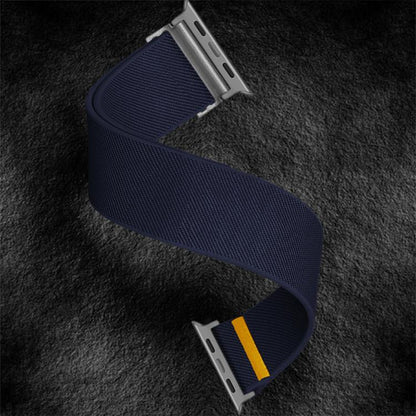 For Apple Watch 46mm / 49mm / 45mm / 44mm Adjustable Single Loop Elastic Nylon Watch Band(Dark Blue) by bashfashion