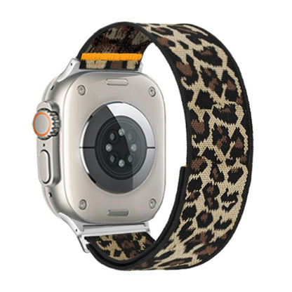 For Apple Watch 46mm / 49mm / 45mm / 44mm Adjustable Single Loop Elastic Nylon Watch Band(Leopard Print) by bashfashion