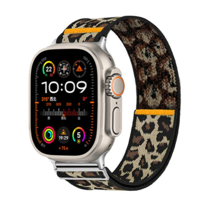 For Apple Watch 46mm / 49mm / 45mm / 44mm Adjustable Single Loop Elastic Nylon Watch Band(Leopard Print) by bashfashion