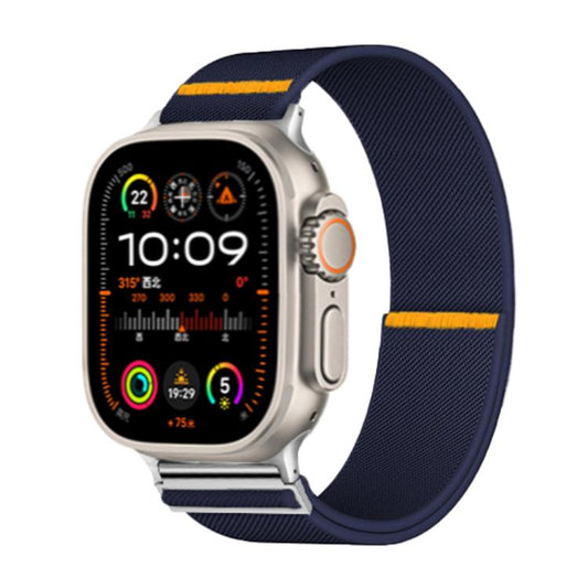 For Apple Watch 42mm / 41mm / 40mm / 38mm Adjustable Single Loop Elastic Nylon Watch Band(Dark Blue) by bashfashion