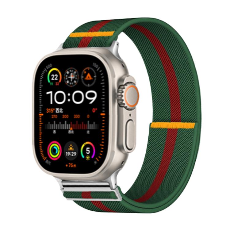 For Apple Watch 42mm / 41mm / 40mm / 38mm Adjustable Single Loop Elastic Nylon Watch Band(Green with Red) by bashfashion