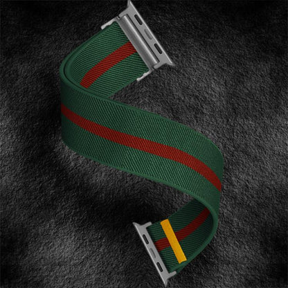For Apple Watch 42mm / 41mm / 40mm / 38mm Adjustable Single Loop Elastic Nylon Watch Band(Green with Red) by bashfashion