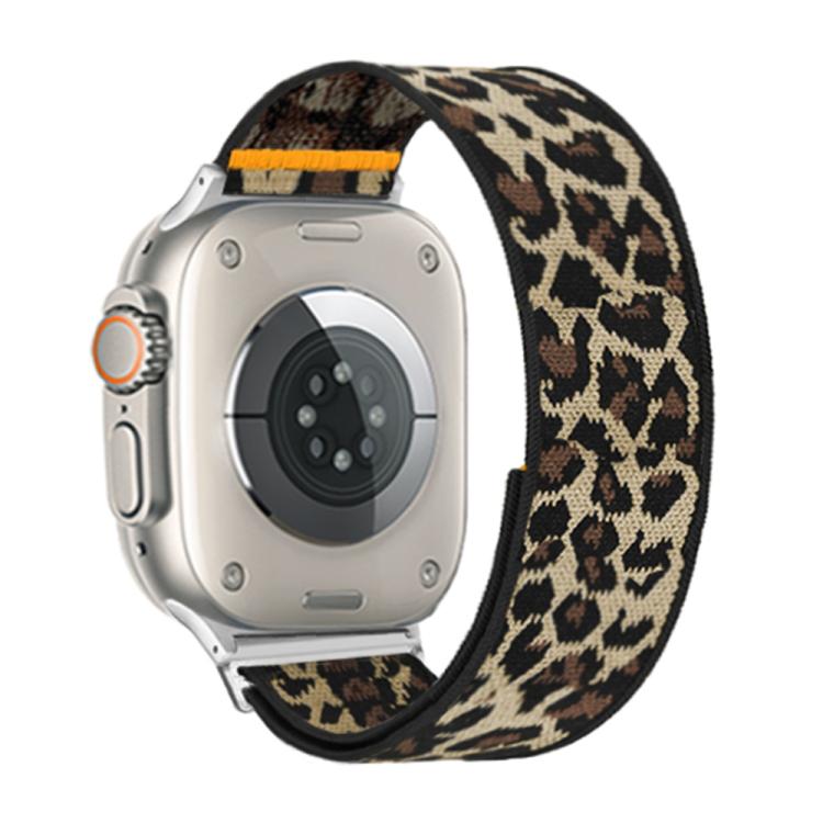 For Apple Watch 42mm / 41mm / 40mm / 38mm Adjustable Single Loop Elastic Nylon Watch Band(Leopard Print) by bashfashion