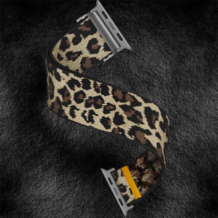 For Apple Watch 42mm / 41mm / 40mm / 38mm Adjustable Single Loop Elastic Nylon Watch Band(Leopard Print) by bashfashion