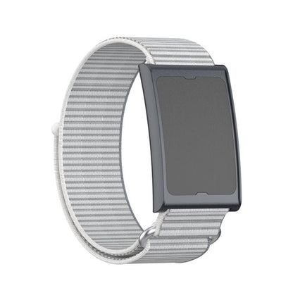 For Amazfit Helio Strap Metal Ring Two Sections Nylon Hook and Loop Fastener Watch Band(Dome Gray) by bashfashion