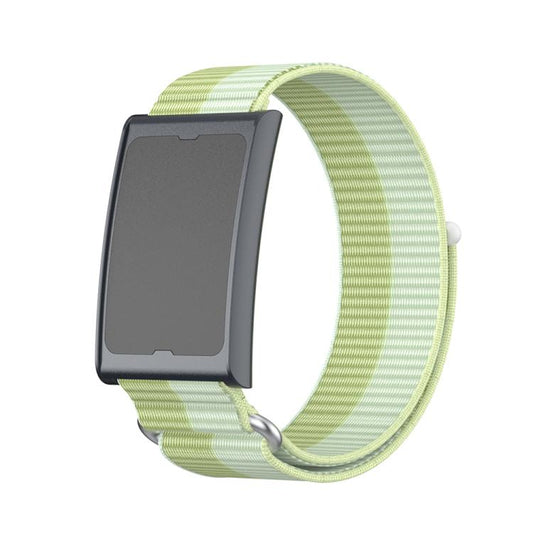 For Amazfit Helio Strap Metal Ring Two Sections Nylon Hook and Loop Fastener Watch Band(Mint Green) by bashfashion