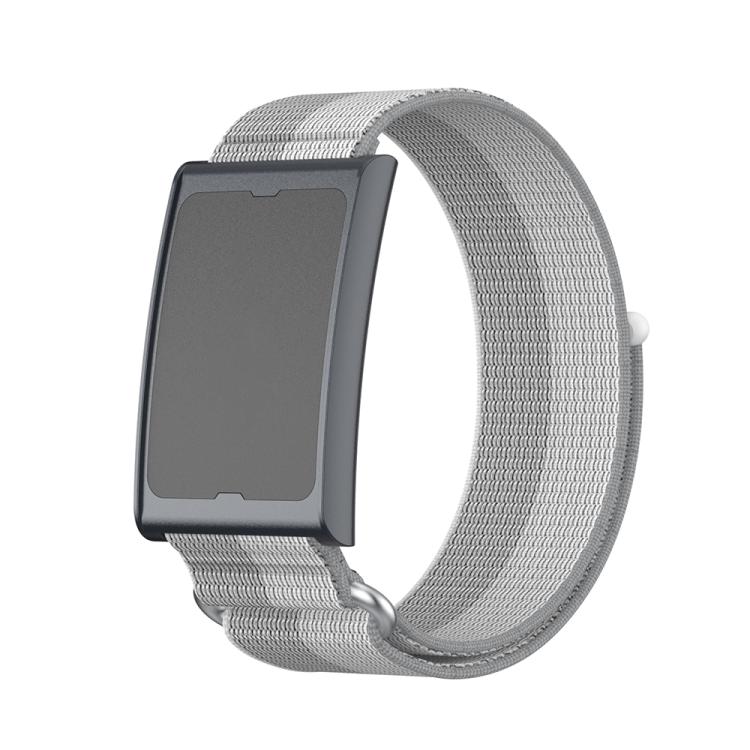 For Amazfit Helio Strap Metal Ring Two Sections Nylon Hook and Loop Fastener Watch Band(Phantom Silver) by bashfashion