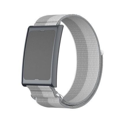 For Amazfit Helio Strap Metal Ring Two Sections Nylon Hook and Loop Fastener Watch Band(Phantom Silver) by bashfashion
