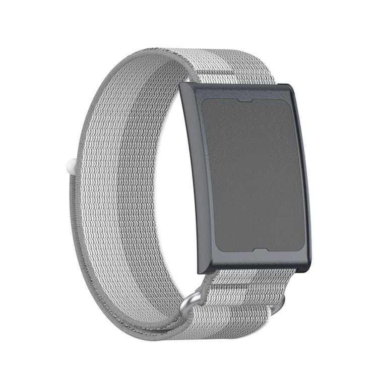 For Amazfit Helio Strap Metal Ring Two Sections Nylon Hook and Loop Fastener Watch Band(Phantom Silver) by bashfashion