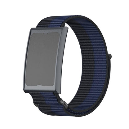 For Amazfit Helio Strap Metal Ring Two Sections Nylon Hook and Loop Fastener Watch Band(Deep Ocean Blue) by bashfashion