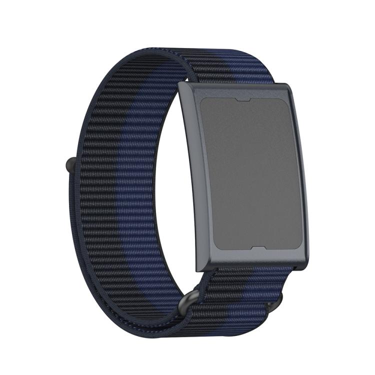 For Amazfit Helio Strap Metal Ring Two Sections Nylon Hook and Loop Fastener Watch Band(Deep Ocean Blue) by bashfashion