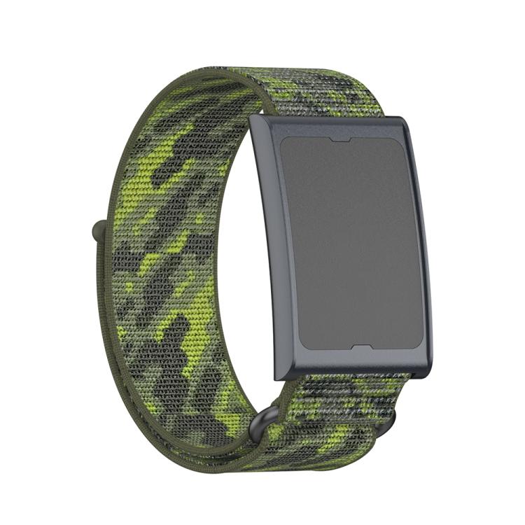 For Amazfit Helio Strap Metal Ring Two Sections Nylon Hook and Loop Fastener Watch Band(Camouflage Green) by bashfashion