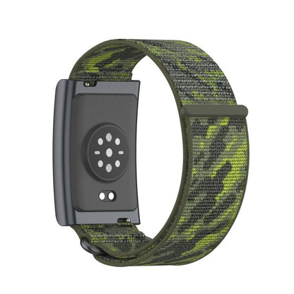 For Amazfit Helio Strap Metal Ring Two Sections Nylon Hook and Loop Fastener Watch Band(Camouflage Green) by bashfashion