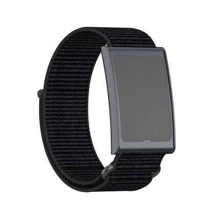 For Amazfit Helio Strap Metal Ring Two Sections Nylon Hook and Loop Fastener Watch Band(Deep Black) by bashfashion