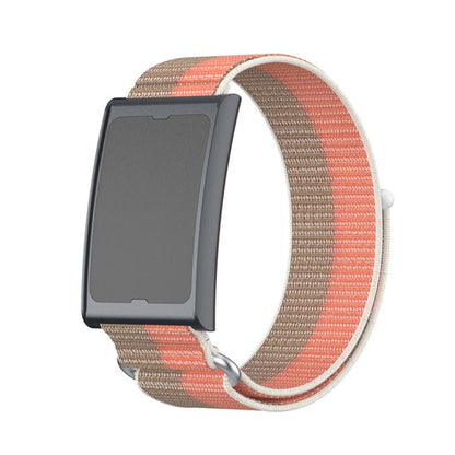 For Amazfit Helio Strap Metal Ring Two Sections Nylon Hook and Loop Fastener Watch Band(Teak Pink) by bashfashion