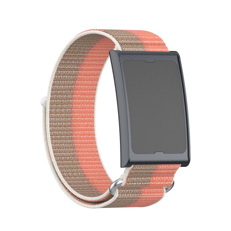 For Amazfit Helio Strap Metal Ring Two Sections Nylon Hook and Loop Fastener Watch Band(Teak Pink) by bashfashion