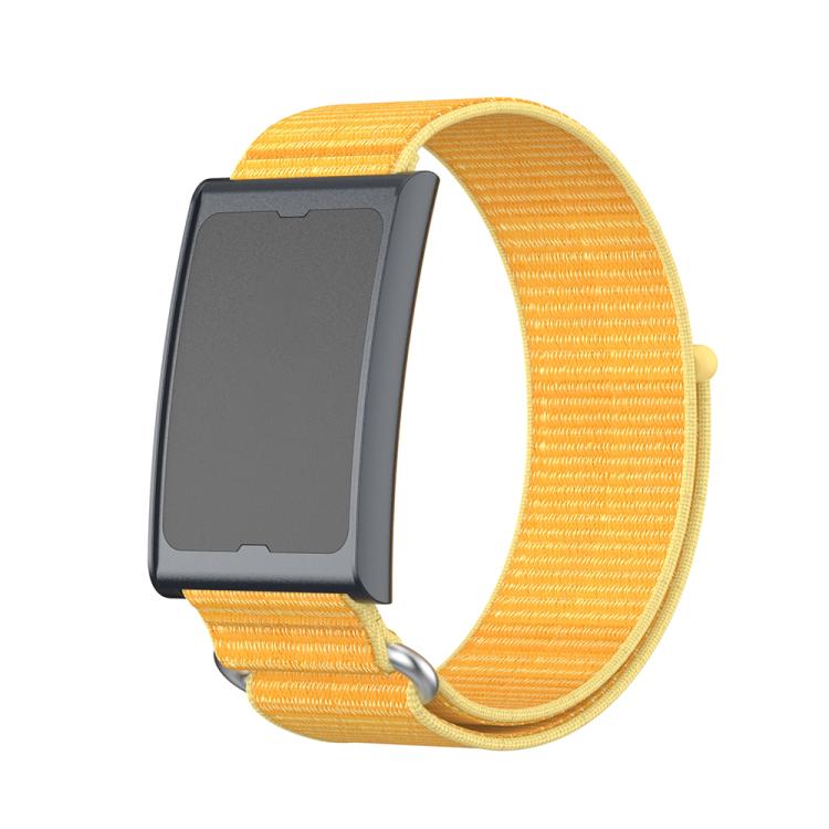 For Amazfit Helio Strap Metal Ring Two Sections Nylon Hook and Loop Fastener Watch Band(Pale Yellow) by bashfashion